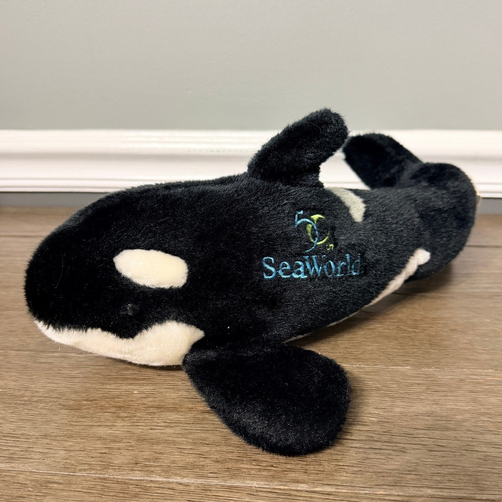 SeaWorld 50th Anniversary Shamu Orca Plush Stuffed Animal Killer Whale 12" L